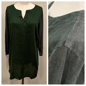 J. JILL Linen Tunic Dark Green Two-Tone Size Small